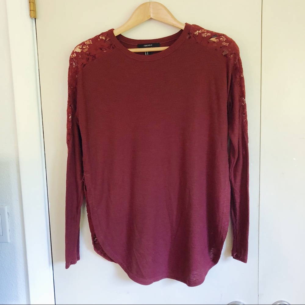 Red Burgundy Long Sleeve Shirt